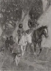 Tom Lovell, The Gift, Charcoal