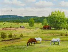 Manuel Garza, Untitled (Pastoral landscape), Oil on canvas