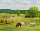 Manuel Garza, Untitled (Pastoral landscape), Oil on canvas