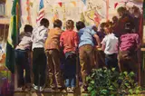 Bettine Steinke, The Taos Parade, Oil on canvas