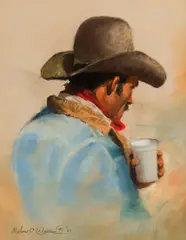 Melvin Warren, Man with Glass, Pastel
