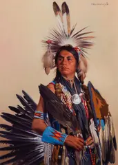 Don Crowley, Shoshone War Dancer, Oil on canvas