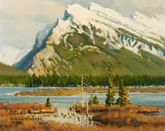 Mount Rundle by Wayne Wolfe, Oil on board, sold Aug 2026