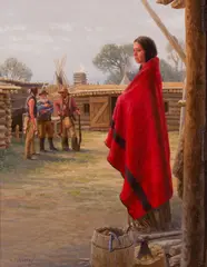 Karin Hollebeke, Red Blanket, Oil on canvas