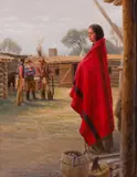 Karin Hollebeke, Red Blanket, Oil on canvas