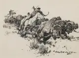 Nick Eggenhofer, Untitled (Buffalo herd), Mixed Media