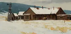 Paul Strisik, A Cold Wait, Angel Fire, N.M., Oil on board