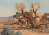 Irby Graves Brown, Untitled (Adobe homestead), Oil on board