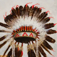 Chuck Sabatino, Lakota Sioux Feather Bonnet, Oil on board