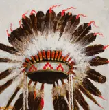 Chuck Sabatino, Lakota Sioux Feather Bonnet, Oil on board