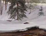 Skip Whitcomb, Winter Morning, Roaring Fork River, Oil on board