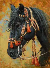 Krystii Melaine, Black Fancy, Oil on board