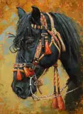 Krystii Melaine, Black Fancy, Oil on board