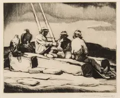 The Three Chiefs by Carl Oscar Borg, Etching, sold Aug 2026