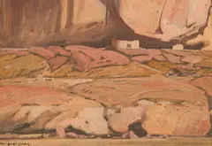 Carl Oscar Borg, Cliff Ruins, Gouache
