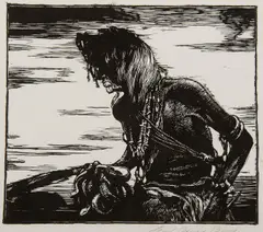 Carl Oscar Borg, Hopi Snake Priest, Woodblock Print