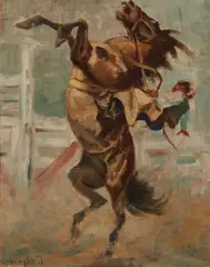 Olaf Wieghorst, Ride-Em-Cowboy, Oil on canvas