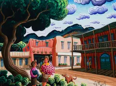 Kim Douglas Wiggins, Across The Plaza, Oil on canvas