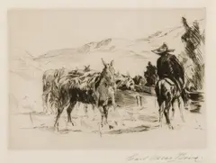 Carl Oscar Borg, The Watering Trough, Etching, 12/20