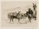 Carl Oscar Borg, The Watering Trough, Etching, 12/20