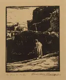 Carl Oscar Borg, Indian at Walpi, Woodblock print