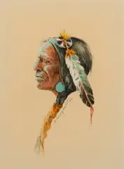 Olaf Wieghorst, Untitled (Native American profile), Mixed Media
