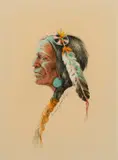Olaf Wieghorst, Untitled (Native American profile), Mixed Media