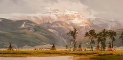 Alan Kruse, Sleeping Indian Encampment, Oil on board