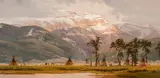 Alan Kruse, Sleeping Indian Encampment, Oil on board