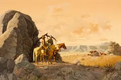 Robb Woods, Round-Up Break, Oil on canvas