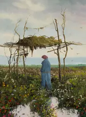Thomas de Decker, Saying Her Goodbye to Her Warrior, Acrylic on board