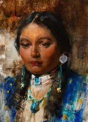 Cyrus Afsary, Facial Study, Apache Girl, Oil on canvas