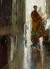 Dan McCaw, Figure In Doorway, Oil on board