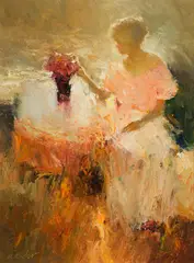 Dan McCaw, Floral Affair, Oil on board