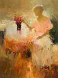 Dan McCaw, Floral Affair, Oil on board