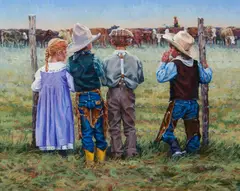 Sonya Terpening, Babies Grow Up To Be Cowboys, Oil on canvas