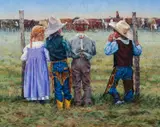 Sonya Terpening, Babies Grow Up To Be Cowboys, Oil on canvas