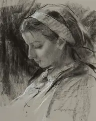 Daniel Gerhartz, Milkmaid, Charcoal