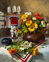 Joni Falk, Indian Still Life, Oil on board