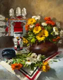 Joni Falk, Indian Still Life, Oil on board