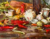 Laura Robb, Still Life with Red Chiles, Oil on canvas