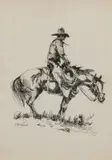 Olaf Wieghorst, Untitled (Mounted cowboy), Pen & Ink