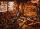 Buck McCain, The Tack Room, Oil on board