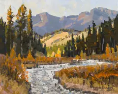 Wayne Wolfe, Untitled (Mountain stream), Oil on board