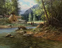 Jorge Tarallo, Forest Camp, Oil on canvas