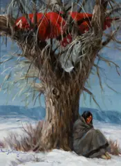 Harvey Johnson, Untitled (Winter shelter), Oil on board