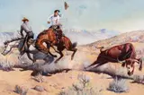 William R. James, A Heeler in the Slack, Oil on canvas