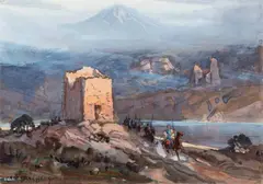 Carl Oscar Borg, Spanish Conquistadors, Gouache