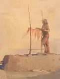 Carl Oscar Borg, Hopi, Snake Priest, Watercolor