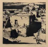 Carl Oscar Borg, Hopi Houses/Walpi, Hopi Village, Etching